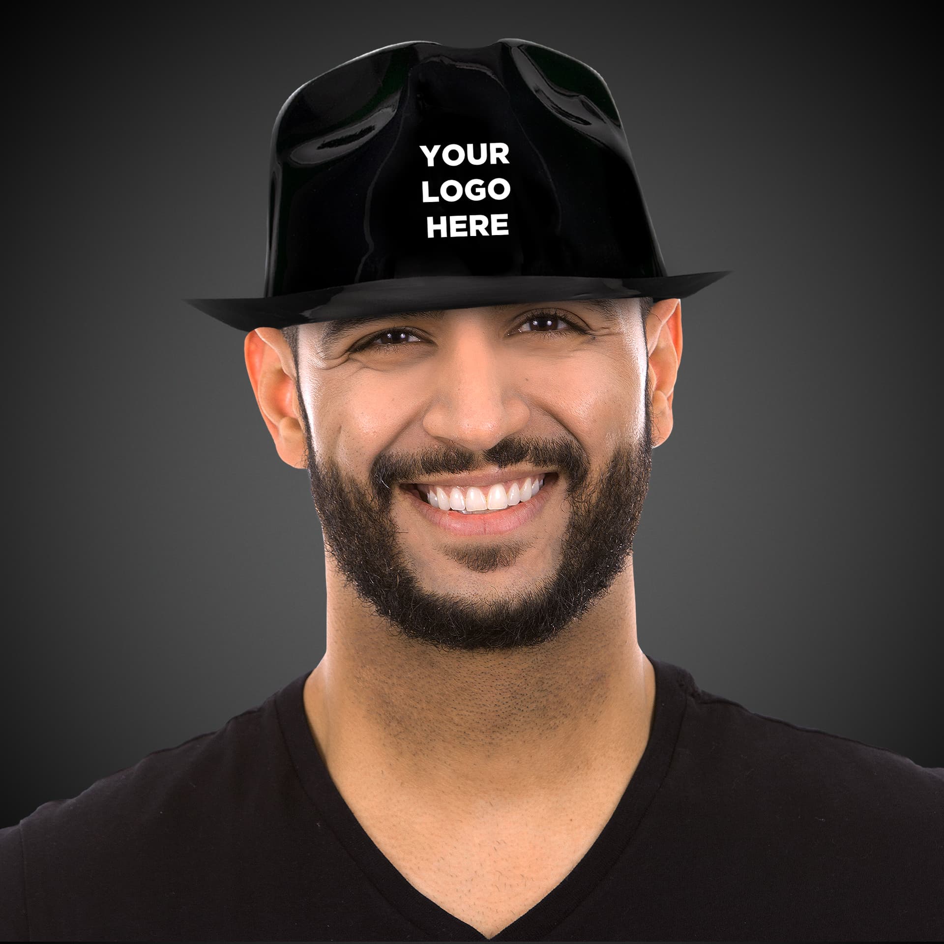 Black Plastic Gangster Fedora Hat