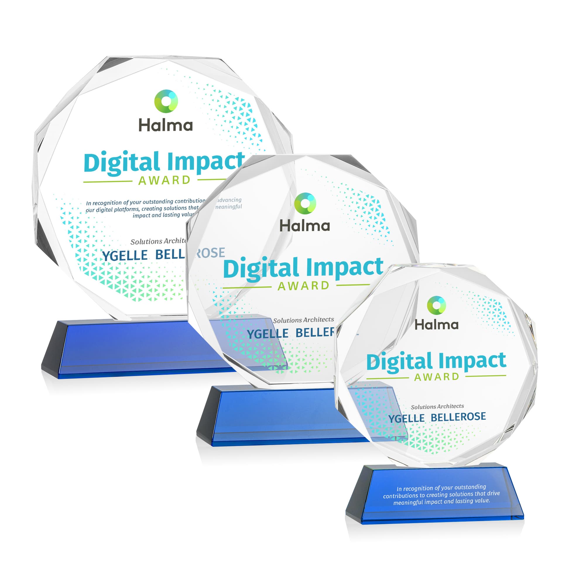 Acadian VividPrint™ Award on Newhaven Base - Blue