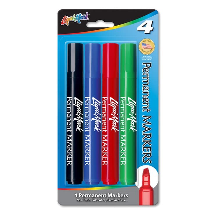4 Pack Permanent Broadline Markers- Chisel Tip - Made in the USA