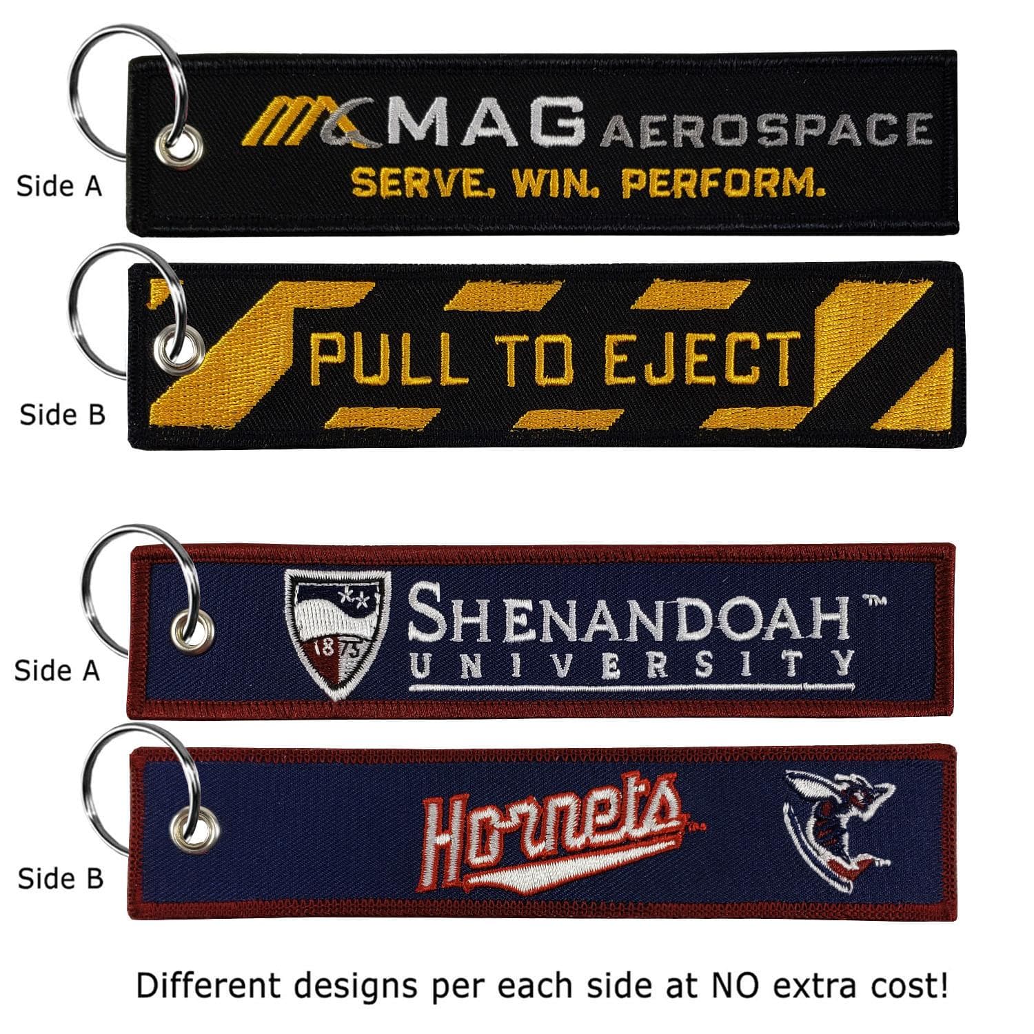 1 ¼" x 6 ¼" Two Sided Embroidered Big Size Key Ring