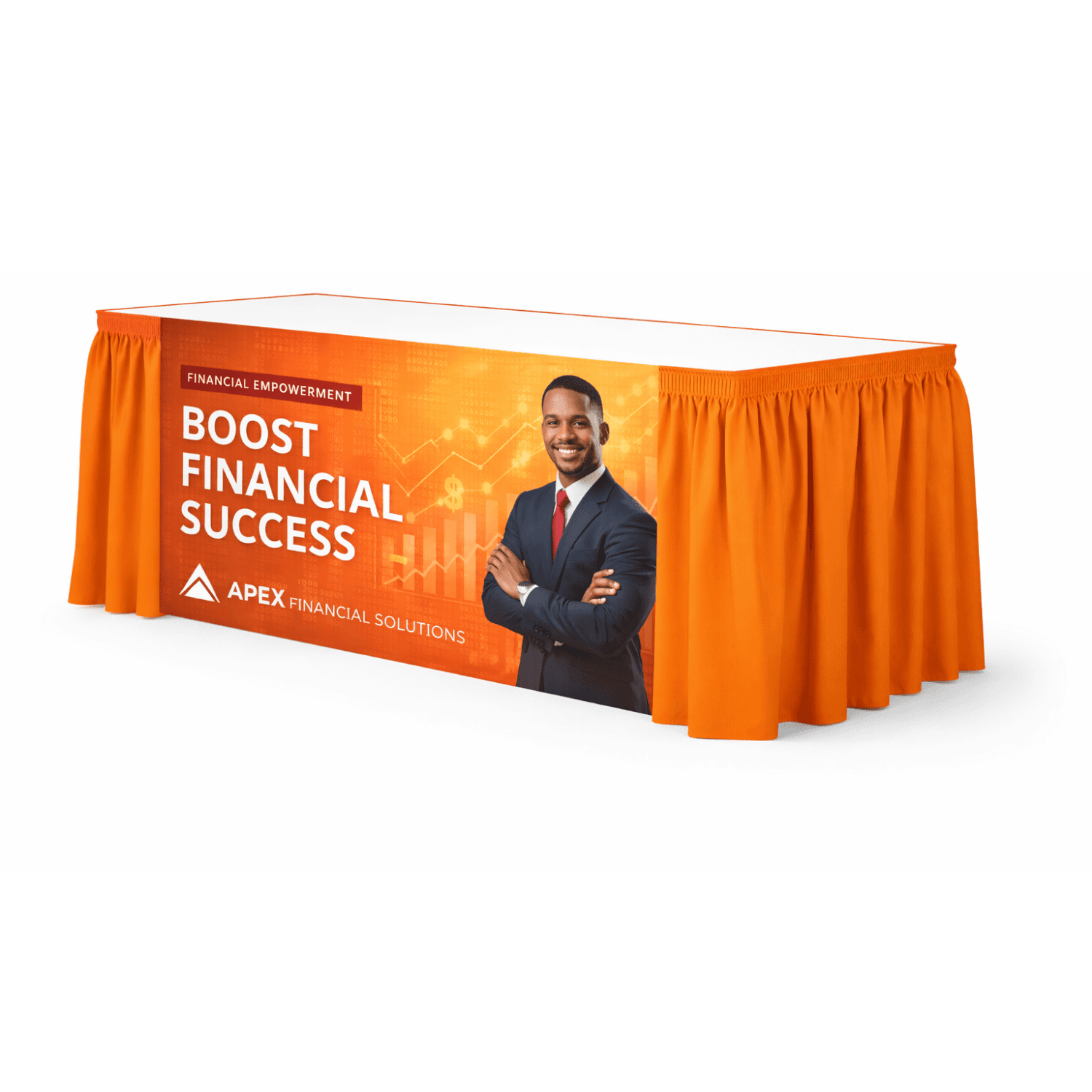 13' Shirred Table Skirt, Full Color Front Panel