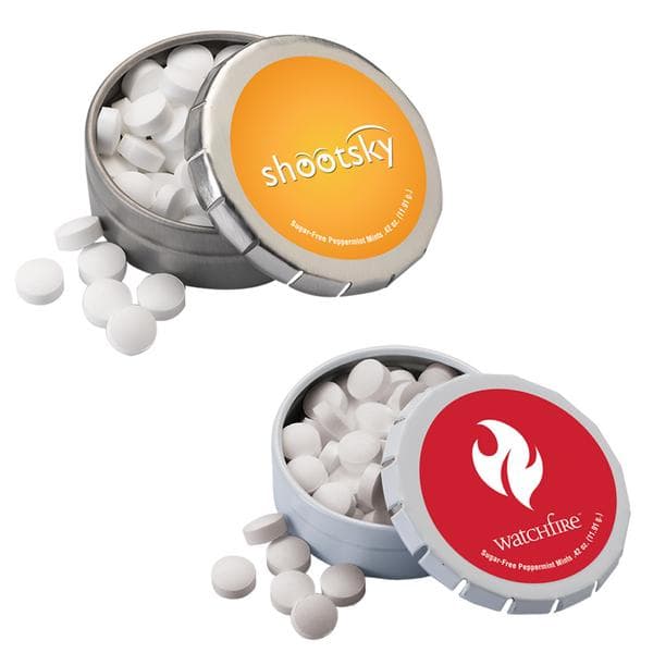 1 3/4" Small Round Push Tin with Mints