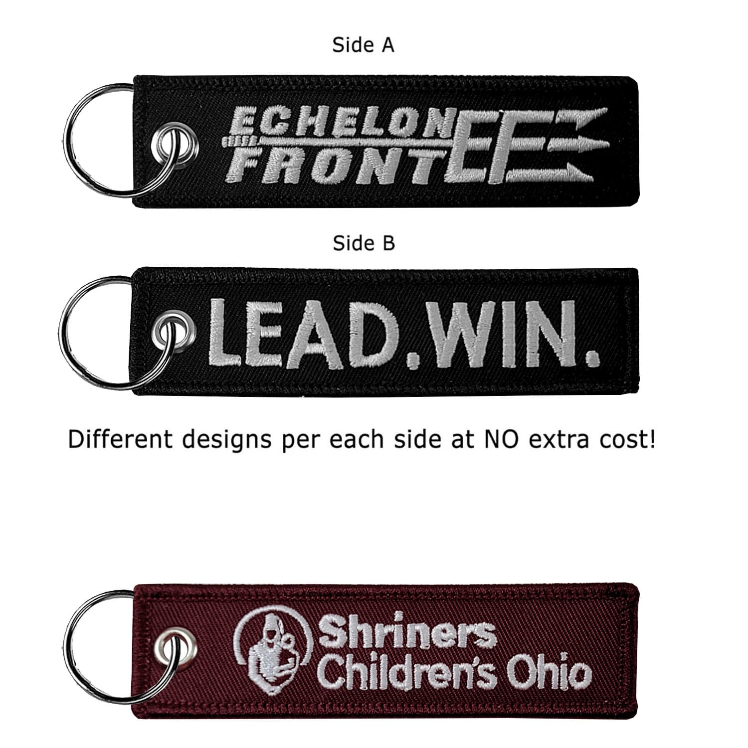 1 1/2" x 5" Two Sided Embroidered Key Ring