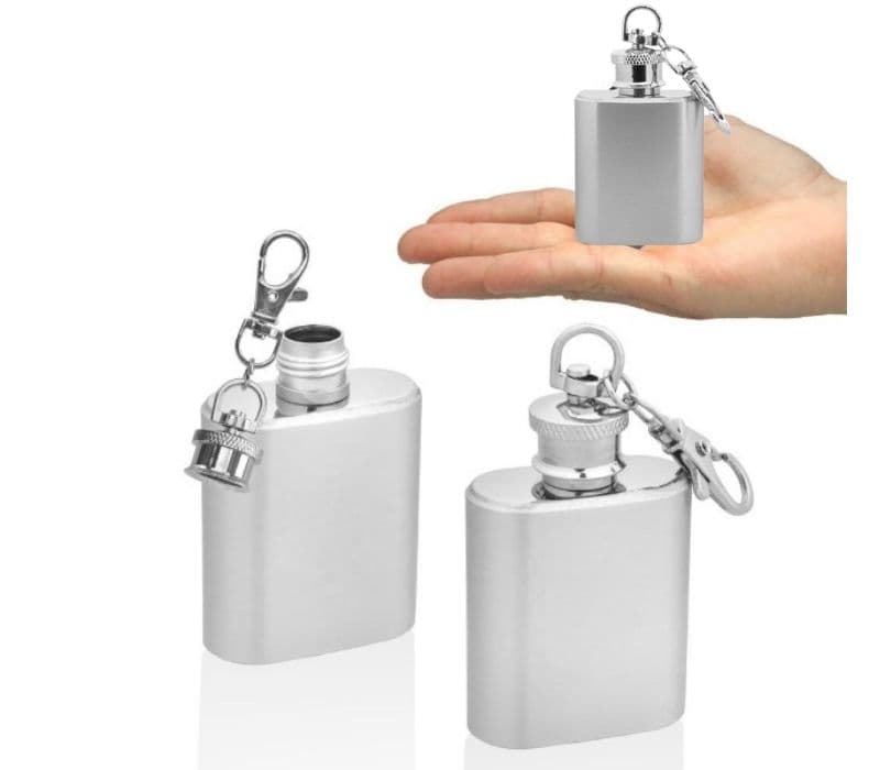 1 oz. Stainless Steel Hip Flask with Keychain