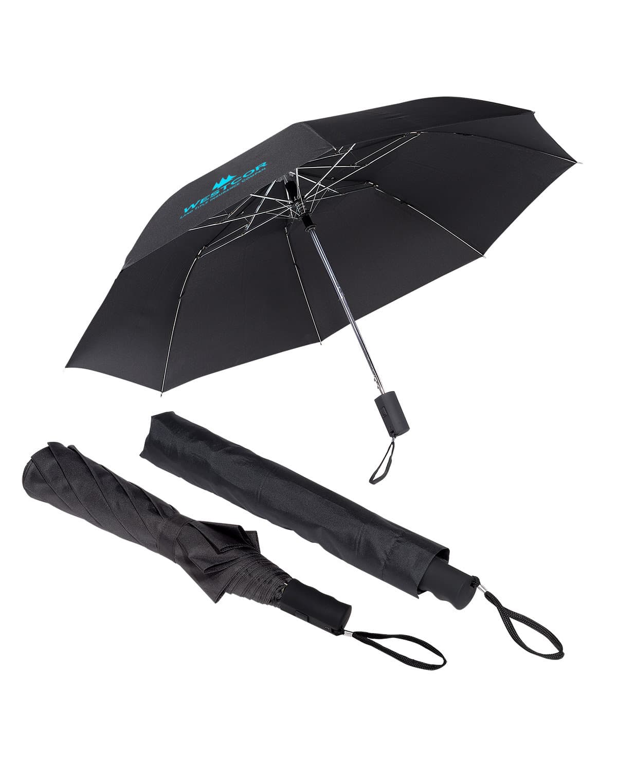 44" Arc Vented Auto Open Folding Umbrella.