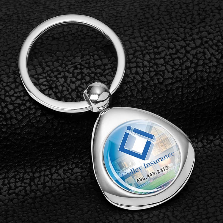 "Geo" Economy Metal Keyholder with PhotoImage Full Color Domed Imprint