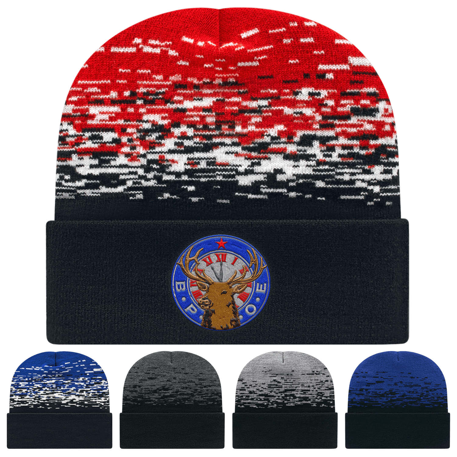 C A Static Pattern Knit Cap With Cuff