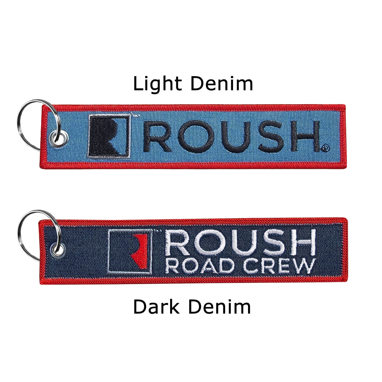 1 ¼" x 6 ¼" Two Sided Embroidered Big Size Denim Key Ring