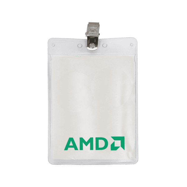 3" x 4" Printed Vertical Vinyl Pouch with Bulldog Clip