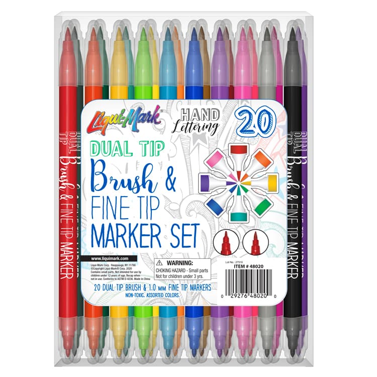 20ct Dual Tip Brush + Fine Tip Marker Set