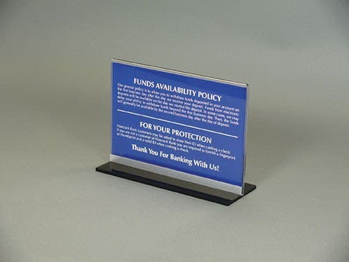 10x6.75 Clear Acrylic Counter Sign Holder with Accent Strip