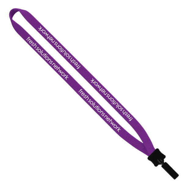 1/2" Smooth Nylon Lanyard with Plastic Clamshell & Bulldog Clip