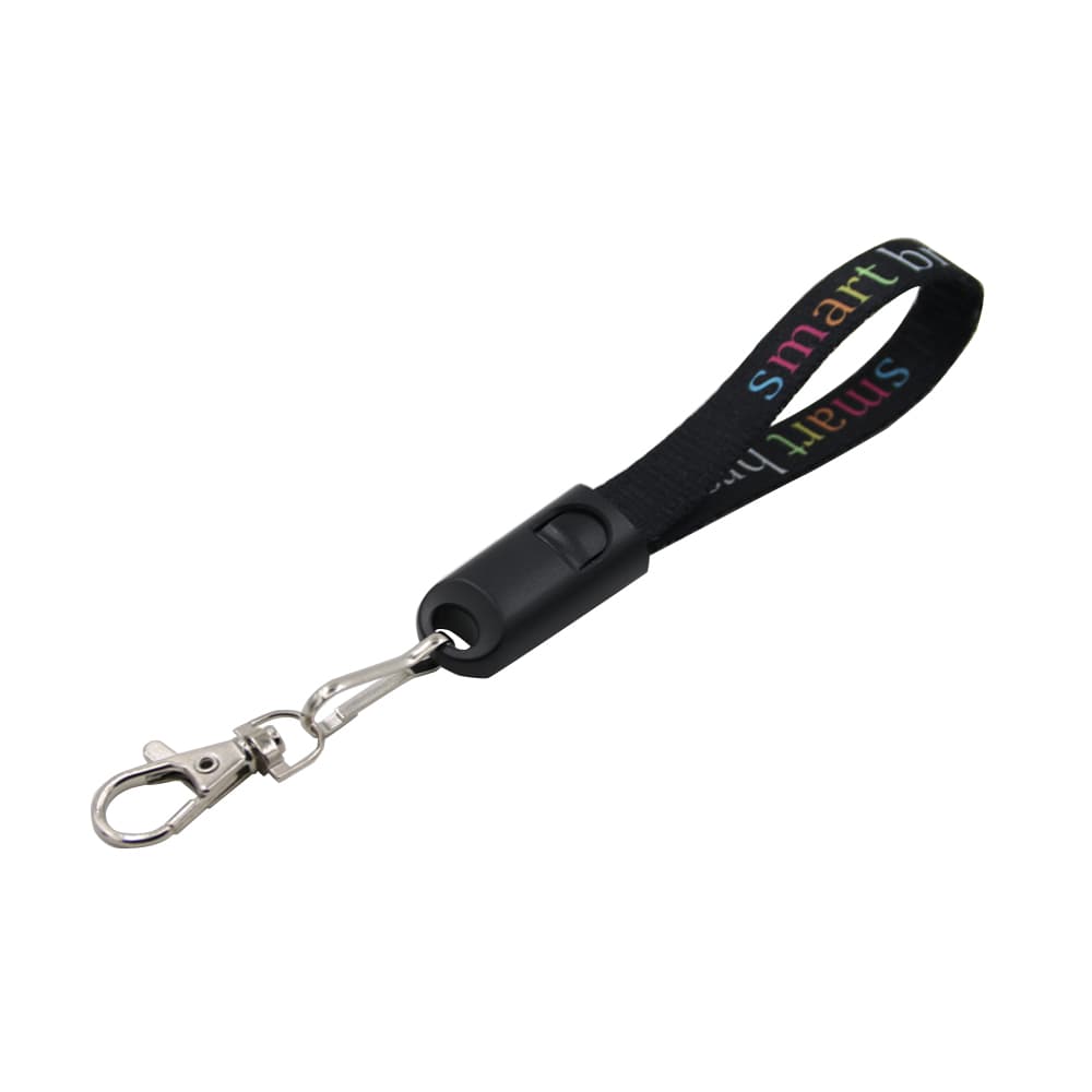2-in-1 Wrist Lanyard Charging Cable with Metal Hook