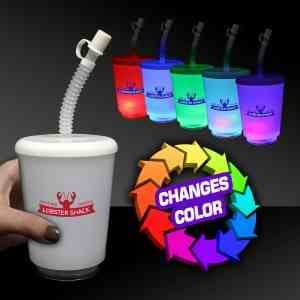 12 Ounce LED Cup with Lid and Straw