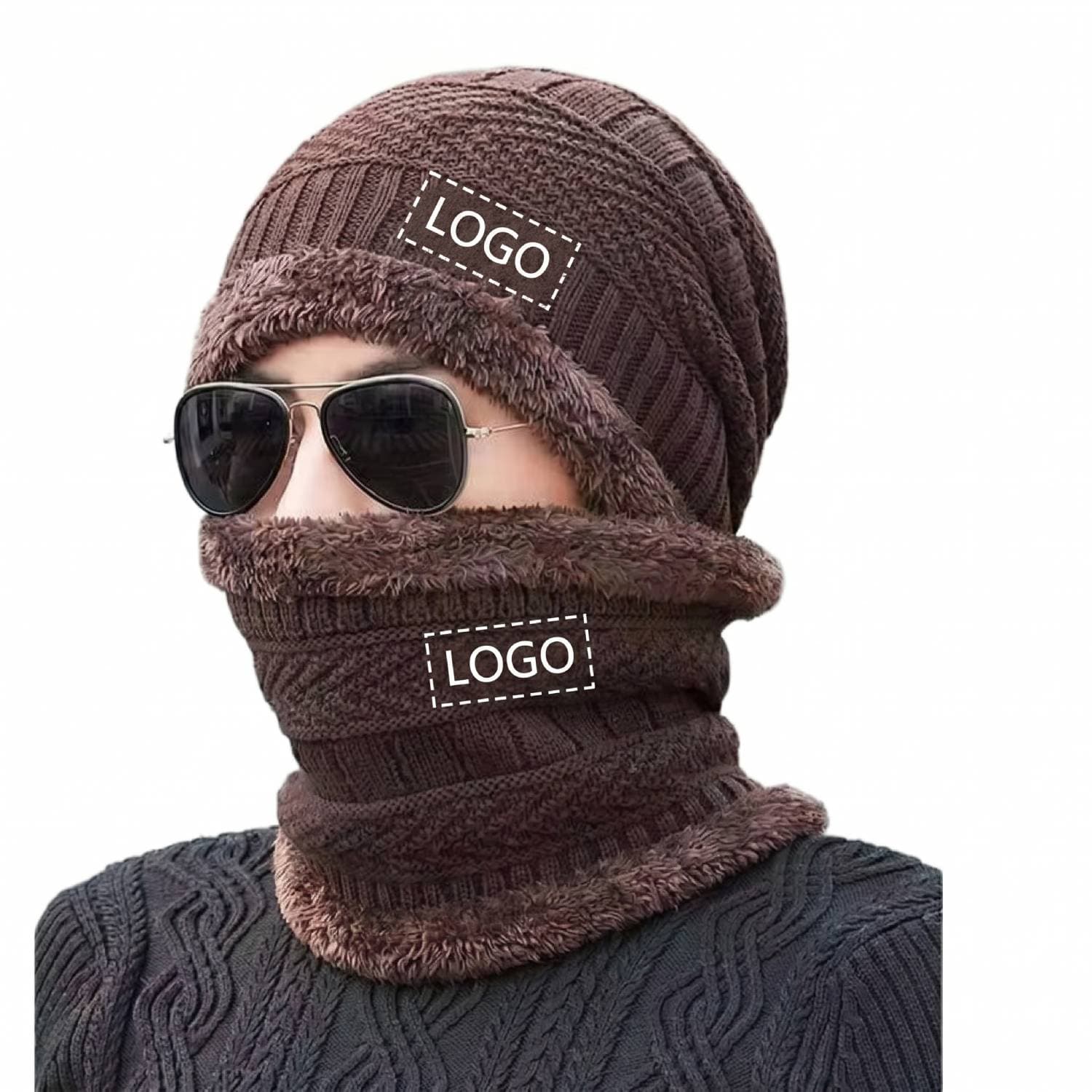Acrylic Beanie Neck Scarf Set