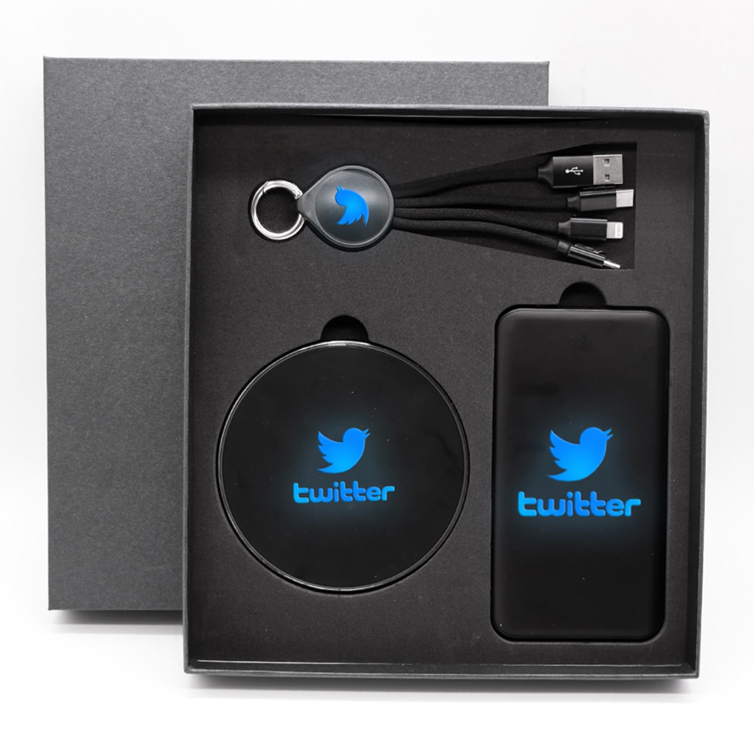 4,000 mAh LED Light-Up Power Bank Gift Pack Set